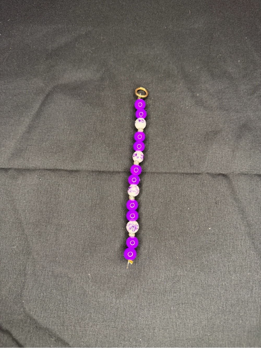 Women's Purple Beaded Keychain with Floral Accent